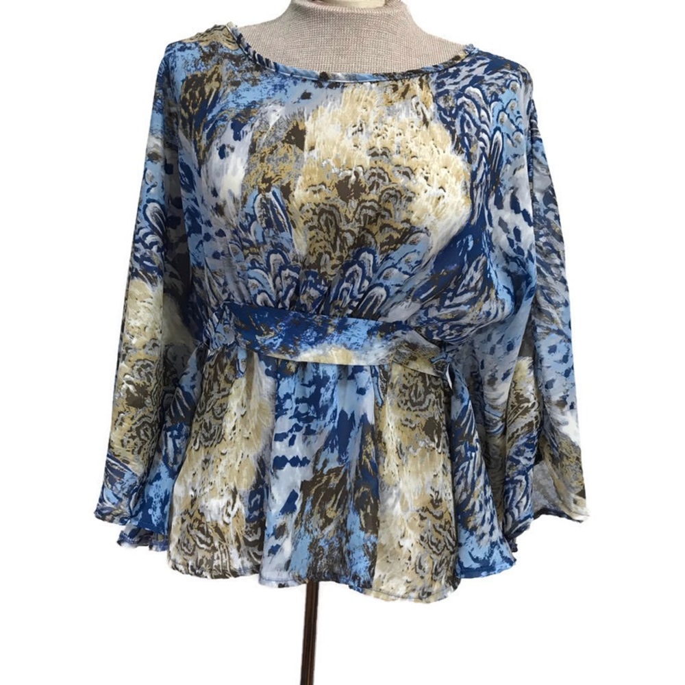 Ali & Kris Sheer Blouse Flair Sleeve Size Medium